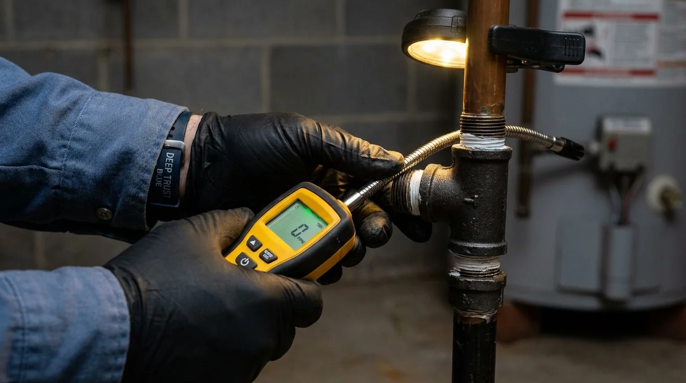 Gas leak detection with electronic sniffer by Johns Plumbing LLC in Hermitage