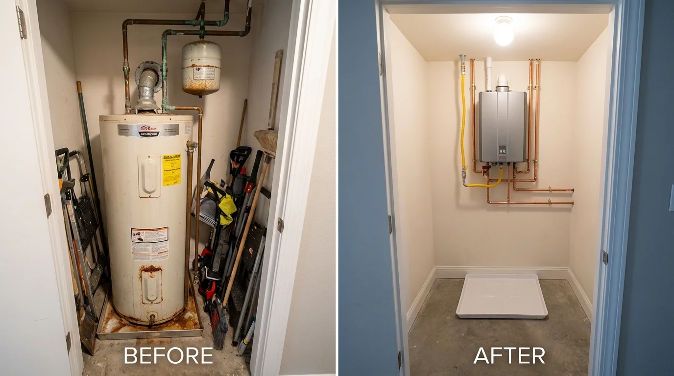 Tank water heater versus wall-mounted tankless unit comparison for Hermitage, PA homeowners
